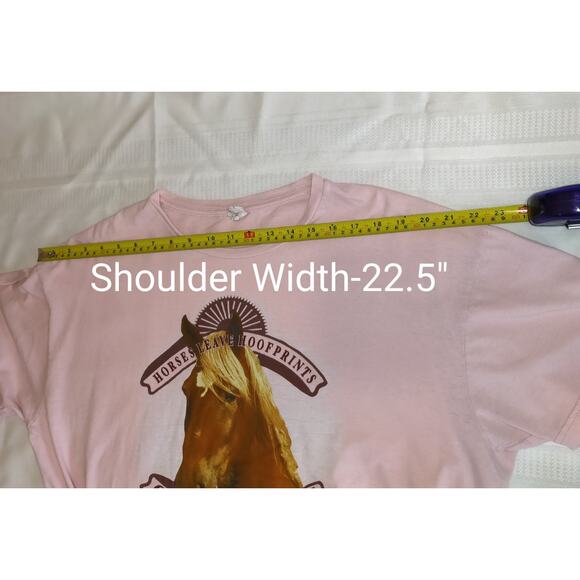 Horse Lovers Pink Tshirt Women's 2X Horses Leave Hoofprints On Your Heart Bay - Picture 10 of 15